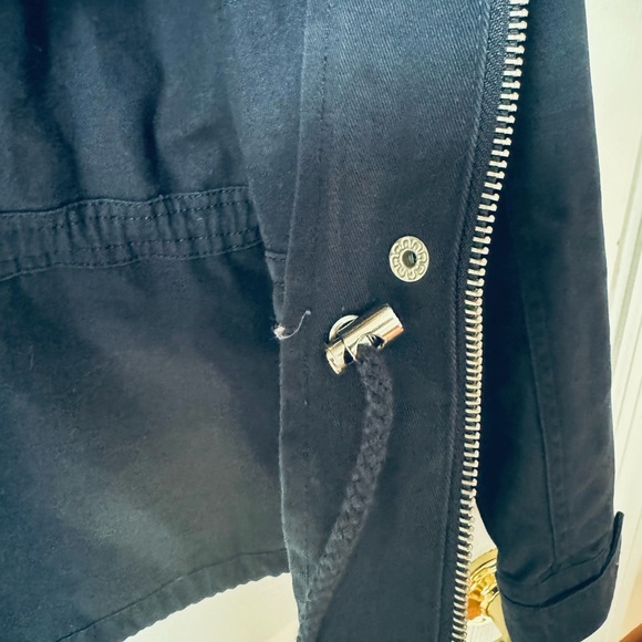 Navy Blue Cinched-waisted Utility jacket for women - Picture 4 of 5